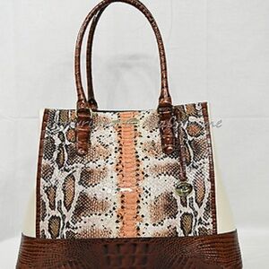 Brahmin Elegant Brown and Cream Tote Bag
